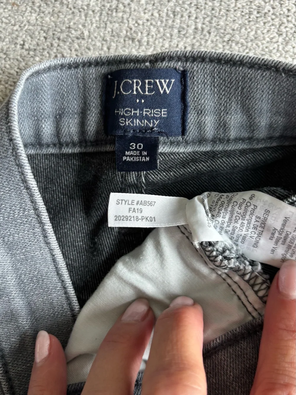 J. Crew High-Rise Slim Jeans — Gray